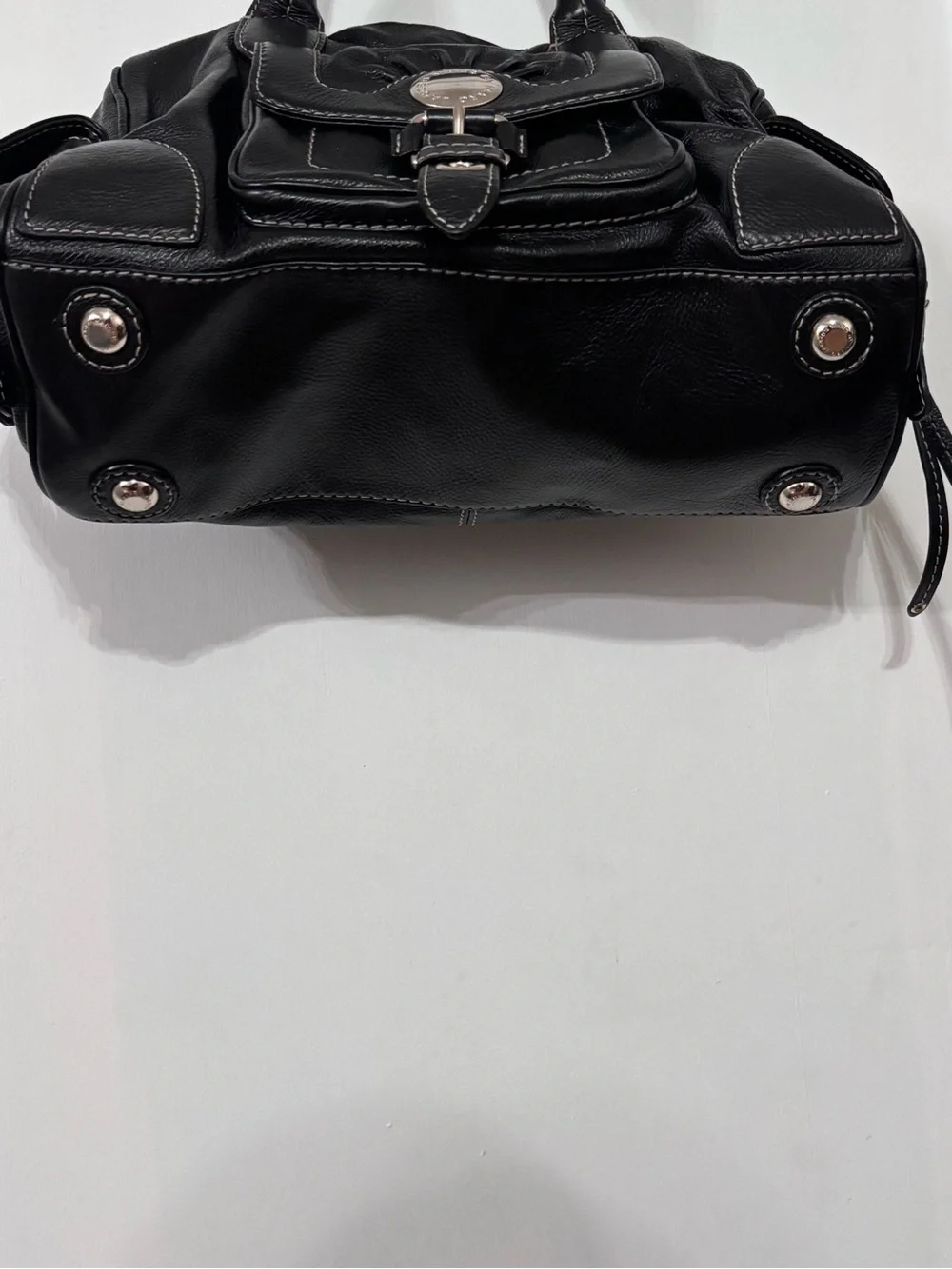 Marc by Marc Jacobs vintage Black Pebbled Satchel Zip Buckle Logo Silver HW - Picture 7 of 15